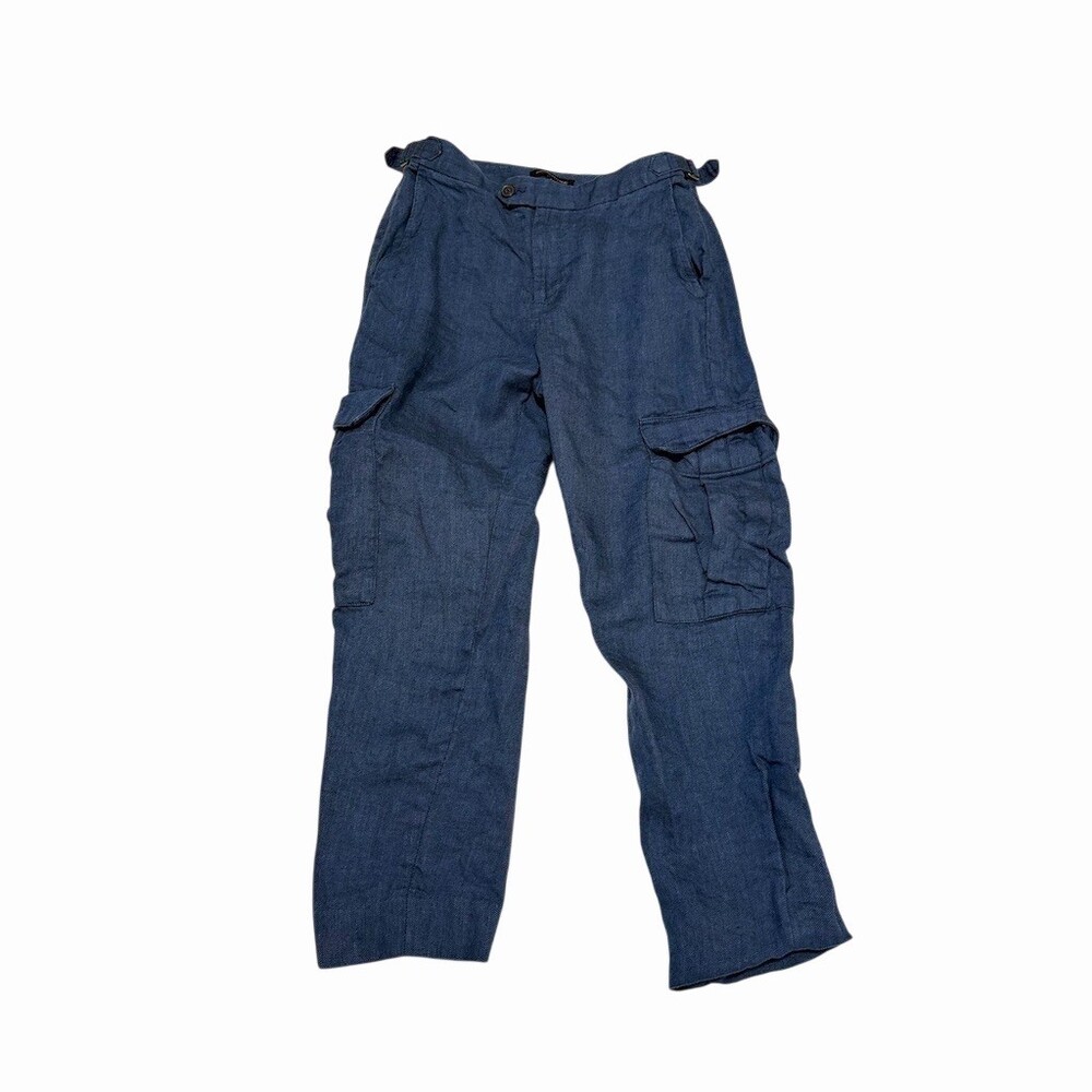 Banana Republic Blue Chambray Cargo Utility Pants Size 6 Straight Leg Pockets